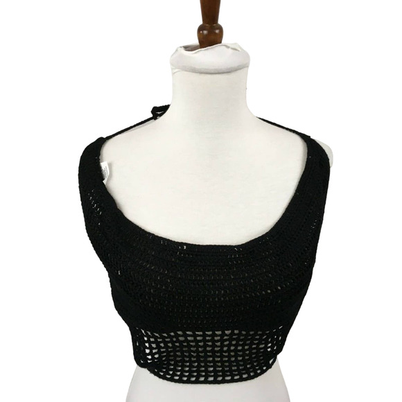 Express Womens Top Halter Crotched Wrap Around Crop Tank - Black - Size XS - Picture 2 of 8